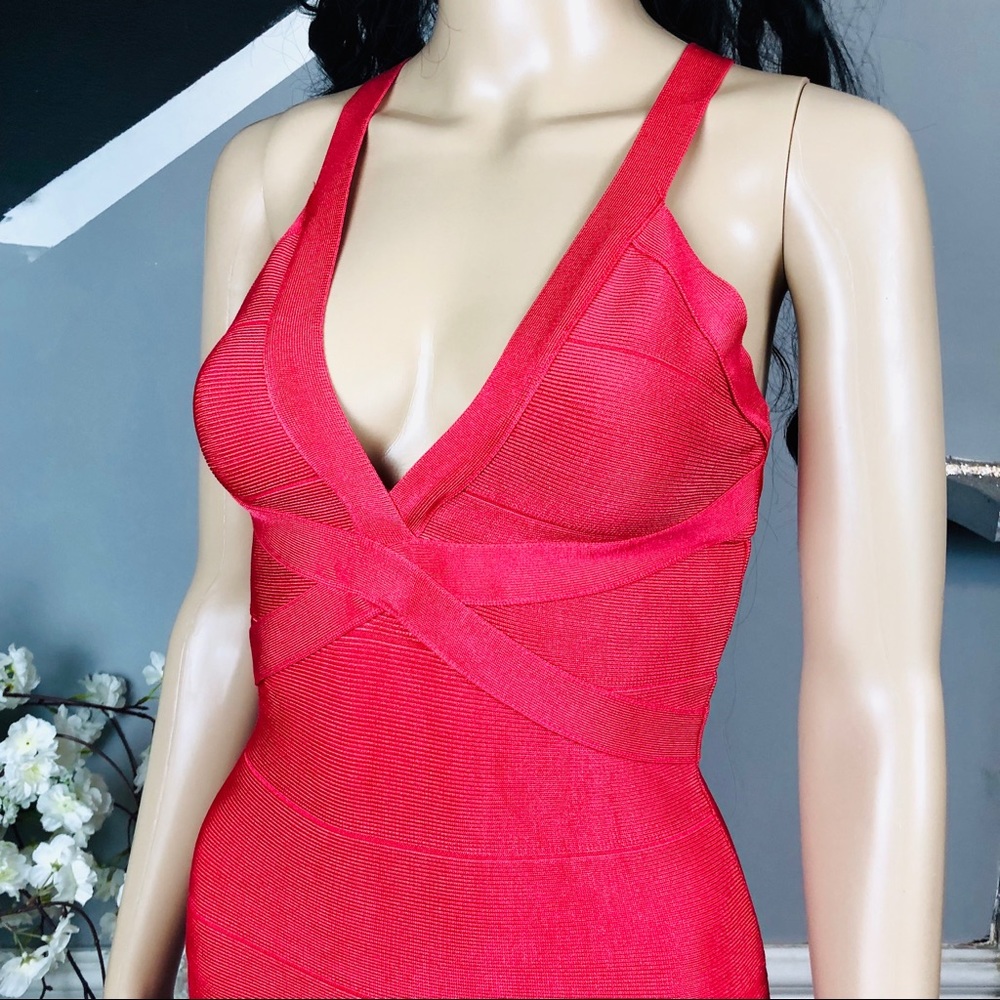 Bebe Bondage Sexy Deep V Neck Dress